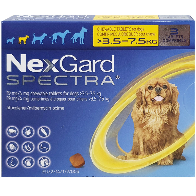 NexGard SPECTRA® Small Dog, 3.5-7.5kg (Yellow Box, 3's)