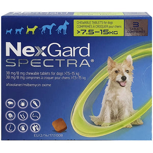 NexGard SPECTRA® Medium Dog, 7.5-15kg (Green Box, 3's)