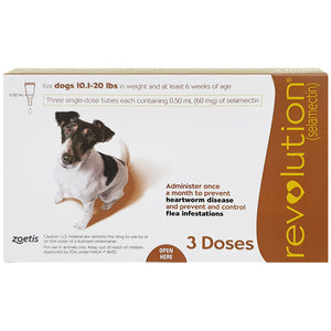 REVOLUTION® For Dogs, 10.1-20 lbs (Brown Box, 3's)