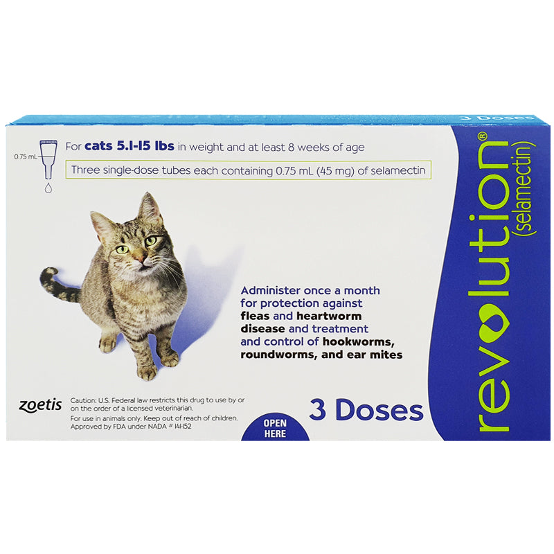 REVOLUTION® For Cats, 5.1-15 lbs (Blue Box, 3's)