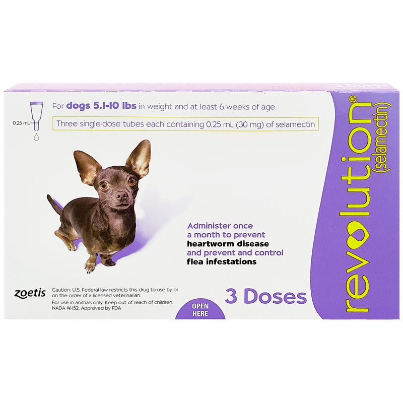 REVOLUTION® For Dogs, 5.1-10 lbs (Purple Box, 3's)