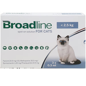 Broadline® Spot-On Solution For Cats, <2.5kg (0.3ml, 3's)