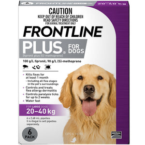 Frontline® Plus Spot-On For Dogs Large (20-40kg) 6's