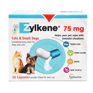 Zylkene Stress Support Supplement for Cats & Small Dogs (75mg, 20 caps/box)